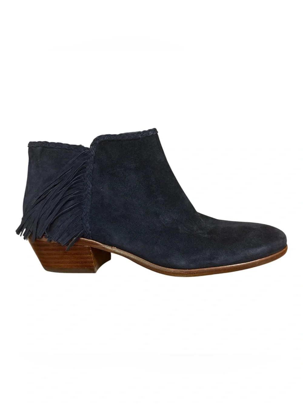 Sam Edelman Navy Suede Fringe Ankle Bootie